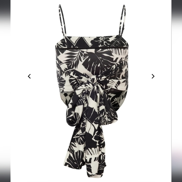 Le‎ Superbe, Crepe Floral Print Luau Tube Top, Black & White, Size M/L - Picture 6 of 14